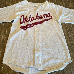 Vintage Men's Oklahoma Sooners Single Stitch Baseball Jersey Grey, XL (Fits L)